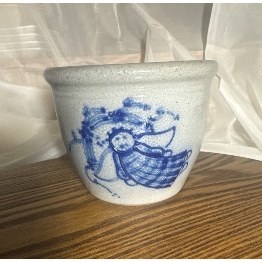 1995 Eldreth Salt Glaze Angel Crock Planter Pot